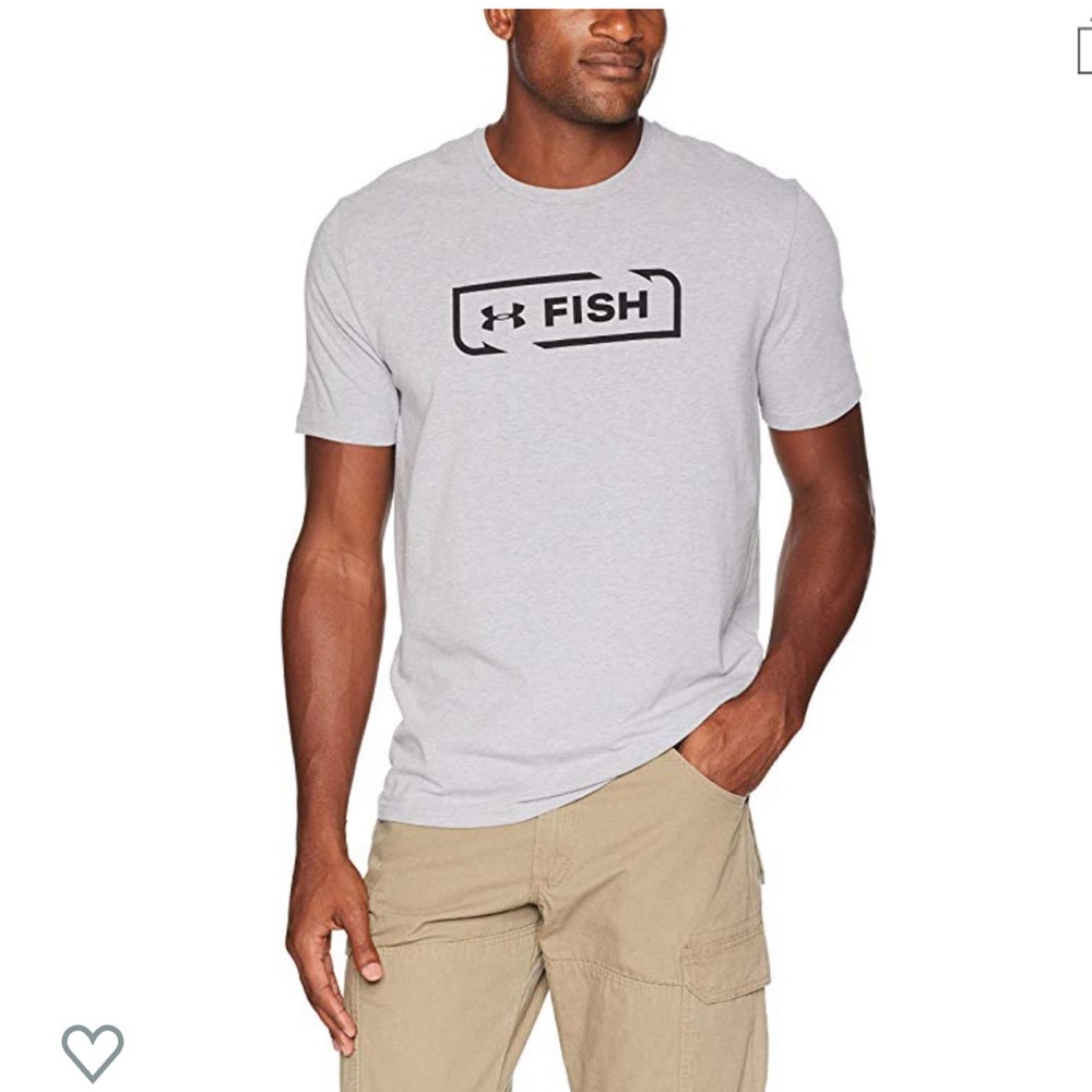 🆕 Under Armour Mens HEAT GEAR  Fish icon T- shirt